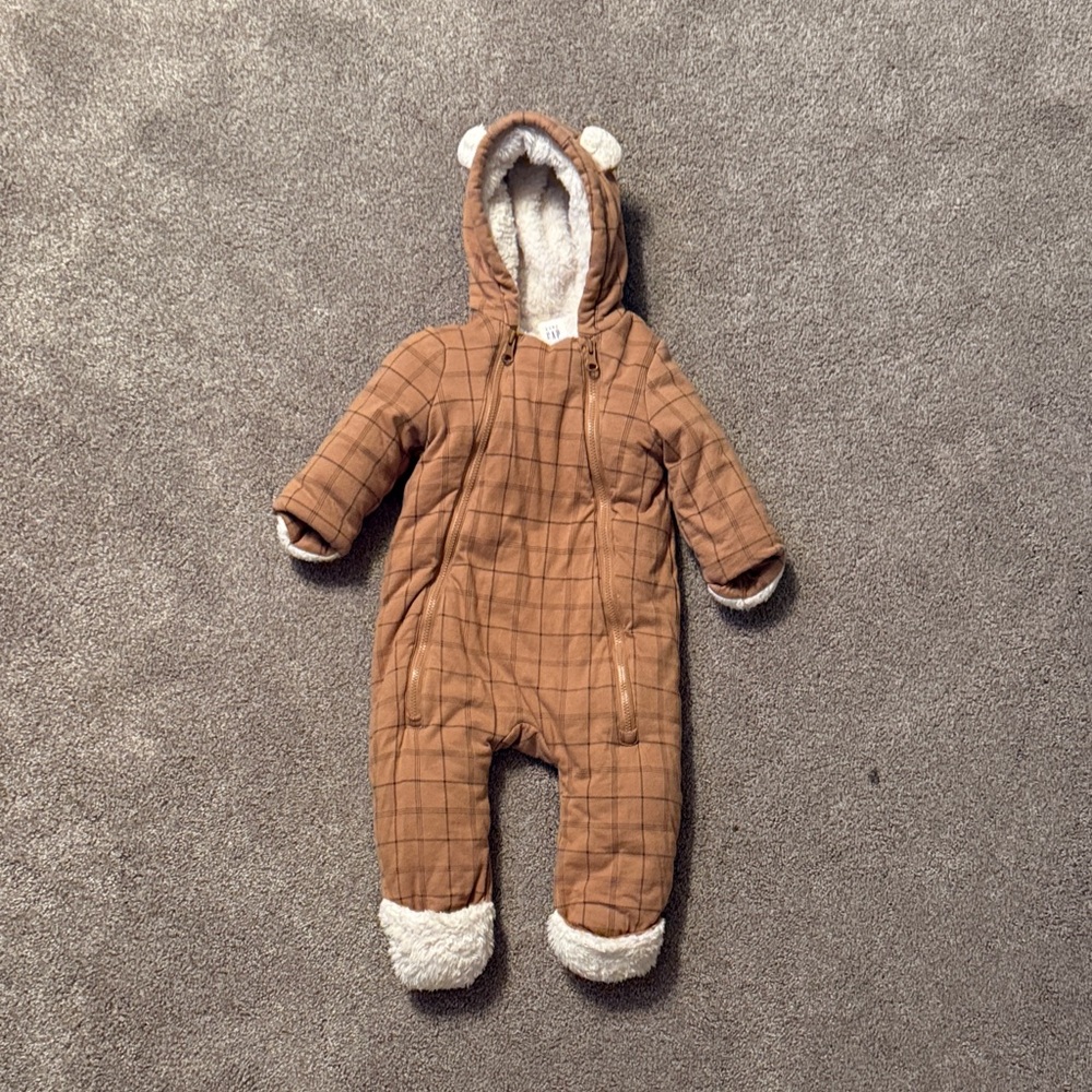 Cozy Brown Checkered Baby Bear Suit
